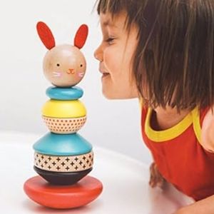 Petit Collage Modern Bunny Wooden Stacking Toy Easter